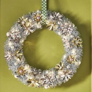 NEW Anthropologie Silver & Gold Tinsel Wreath 17” with Lights